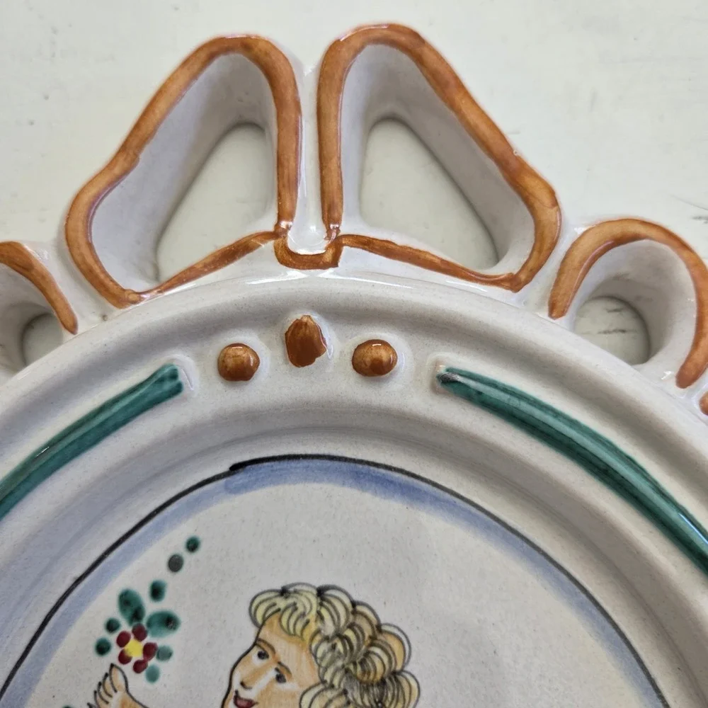 Pair Of Vintage Ceramiche d'Arte Sambuco Cherub Handpainted Ceramic Wall Plaques